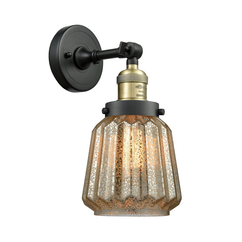 Vinson Dimmable Bath Sconce, 6 Watt Vinage LED Bulb, Mercury Plated, Black Antique Brass