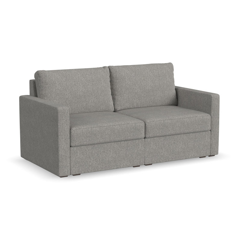 Flex Square Arm Modular Loveseat with Reversible Cushions, Pebble Dark Gray Polyester Blend, 37" H x 72" W x 38" D