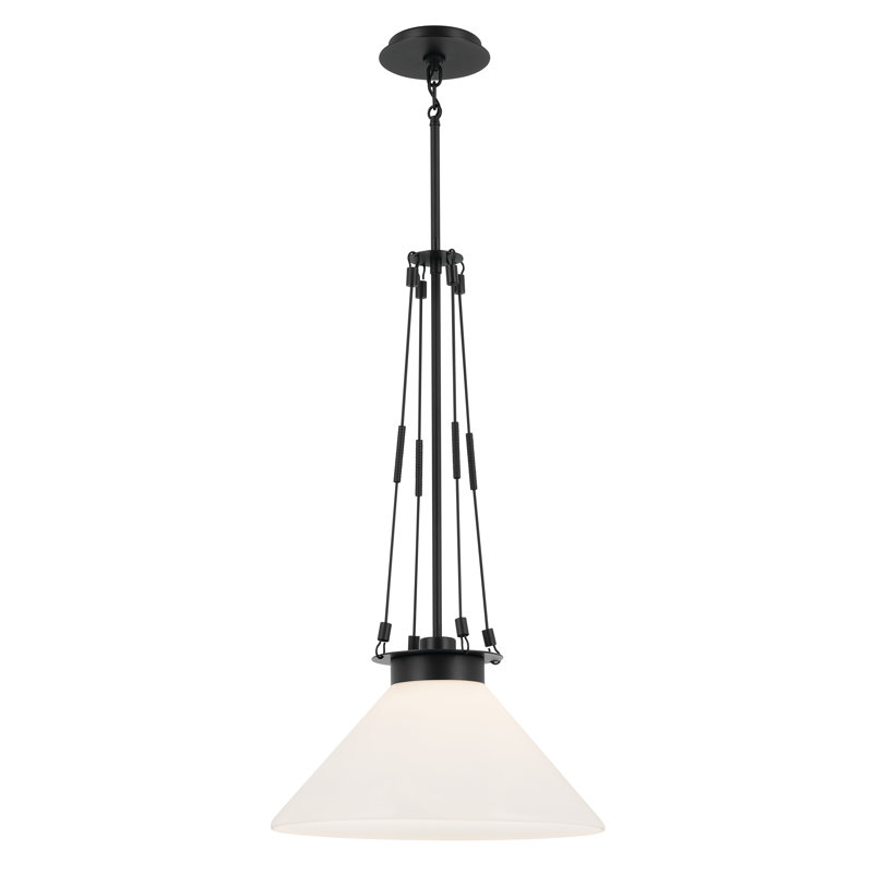 Luminaire suspendu conique à 1 lumière, Noir