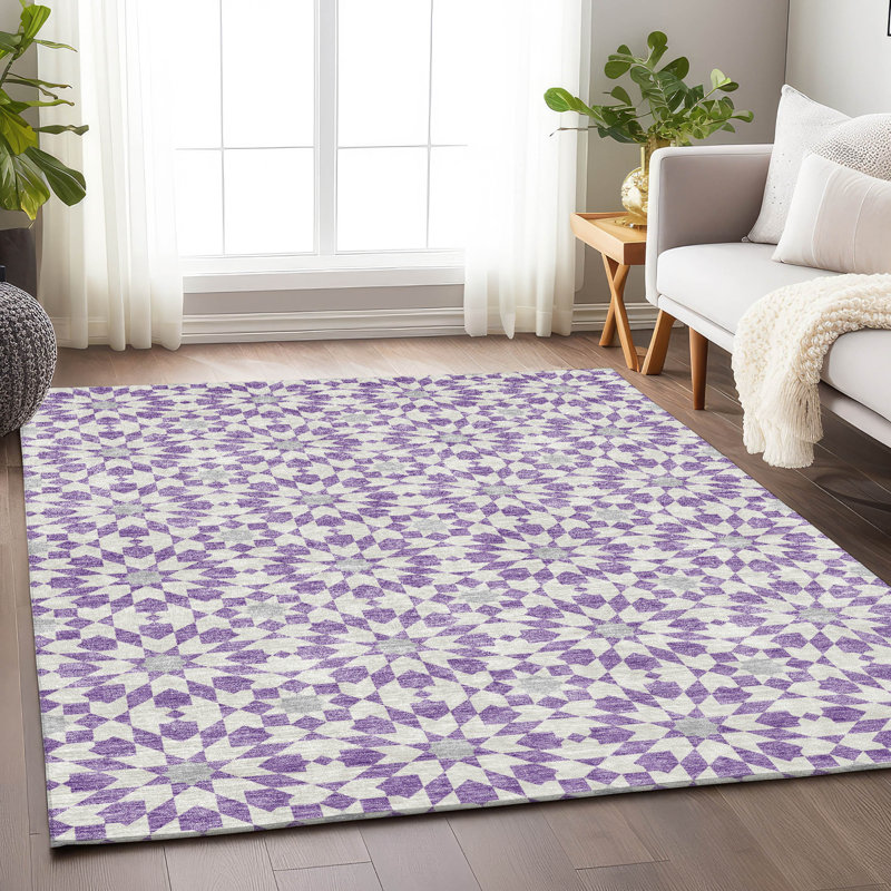 Premium Machine Washable Tweedy Lavender Rug, Rectangle 10' x 14'