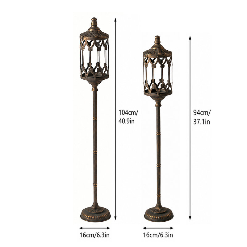 Ensemble d'abat-jour chandelier rétro en métal vieilli, Set of 2, SHORT + TALL