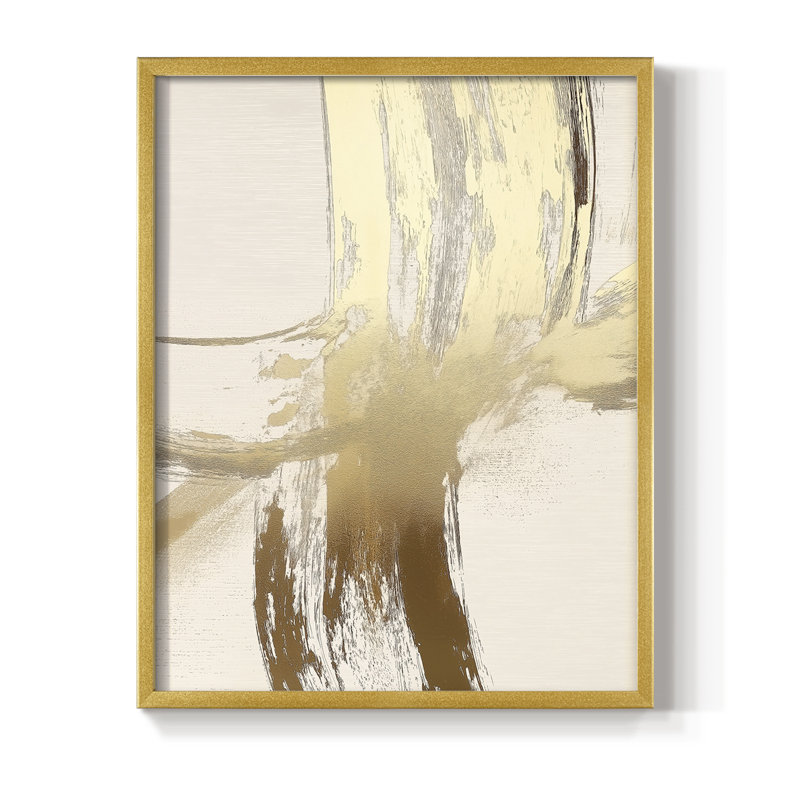 "Abstract", abstrait encadré, prêt à accrocher, H 29 po x l 23 po, Or