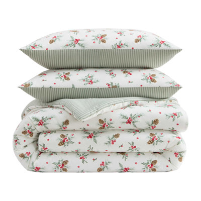 Laura Ashley Mulholland Plaid Cotton Flannel Reversible Comforter Set