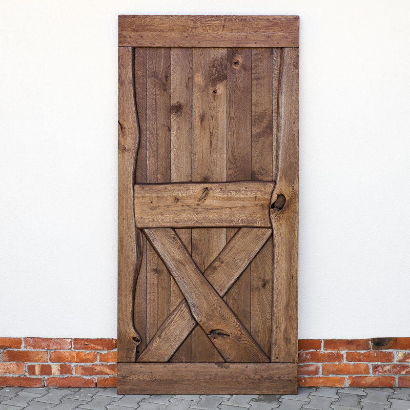 Buldir Solid Oak Barn Doors, 220cm H x 100cm W x 4cm D, Brown