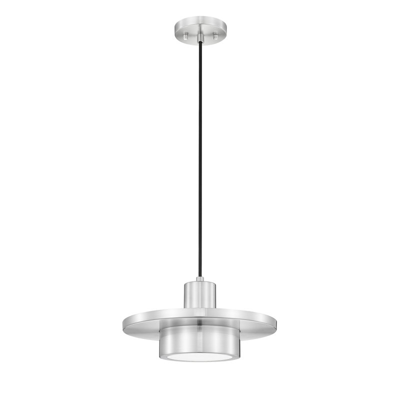 Luminaire suspendu nickel brossé 1 lumière Ludo, Nickel brossé