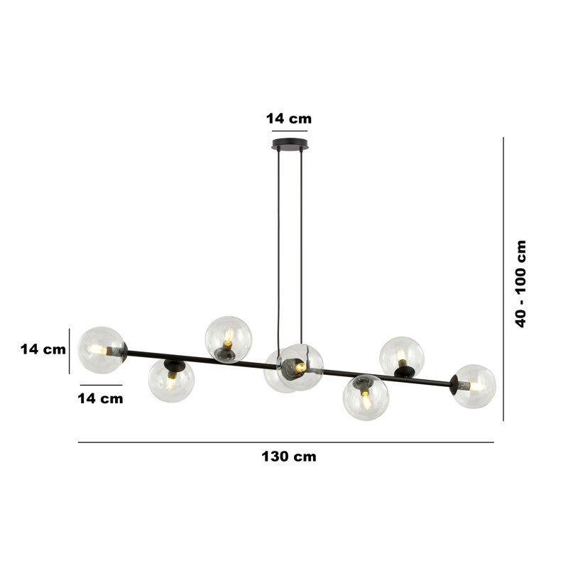 Colbert 8 - Light Kitchen Island Pendant, Transparent, Black