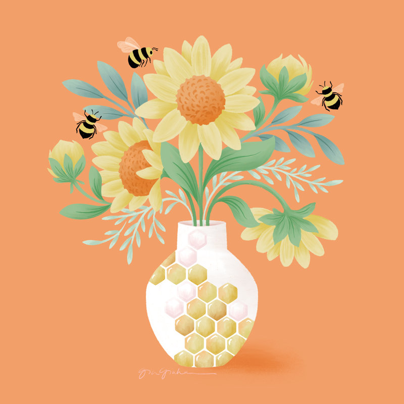 «Sunflower Bouquet On Canvas» par Gia Graham, reproduction, H 20 po x l 20 po x P 1,25 po