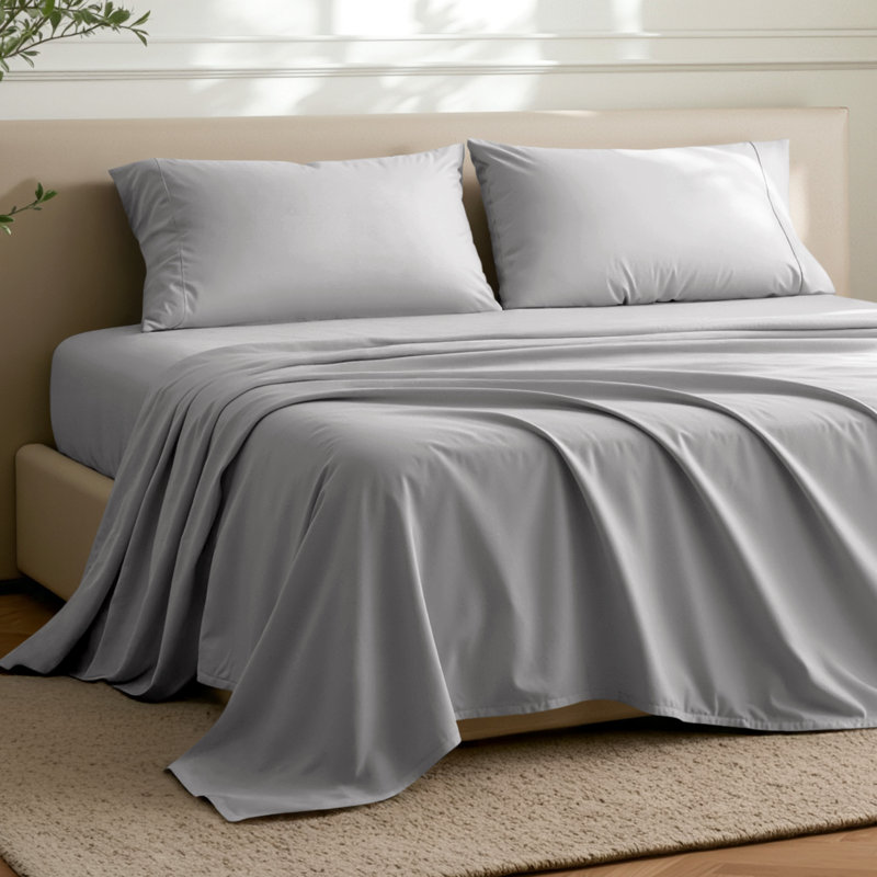 Drap de luxe ultra doux, Drap plat de taille très grand, Gris clair