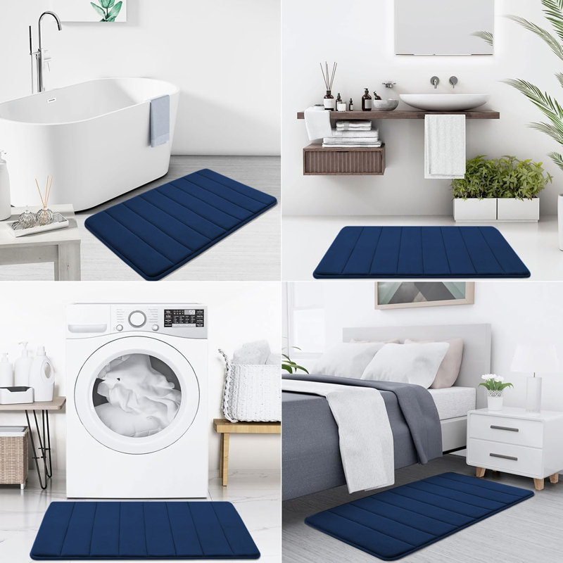 Navaiah Premium Memory Foam Bath Mat - Ultra Soft, Absorbent, Anti-Skid and Machine-Washable, 50cm x 80cm, Navy