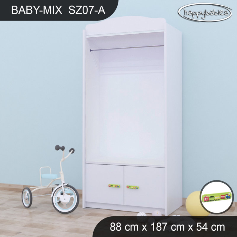 4 Door Wardrobe, White/Green