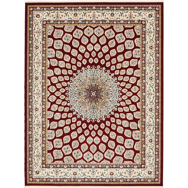 Tapis oriental bourgogne / crème Jackson, Rectangle 10 pi x 13 pi 1 po