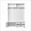 Arbre d'entrée, rangement pour vestibule blanc moderne avec 5 crochets à manteau, armoire, 2 tiroirs et amp; Banc large | Blanc | Panneau de particules-1711814589