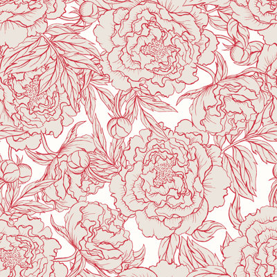 Red And Beige Peonies by Melazerg - Wrapped Canvas Print