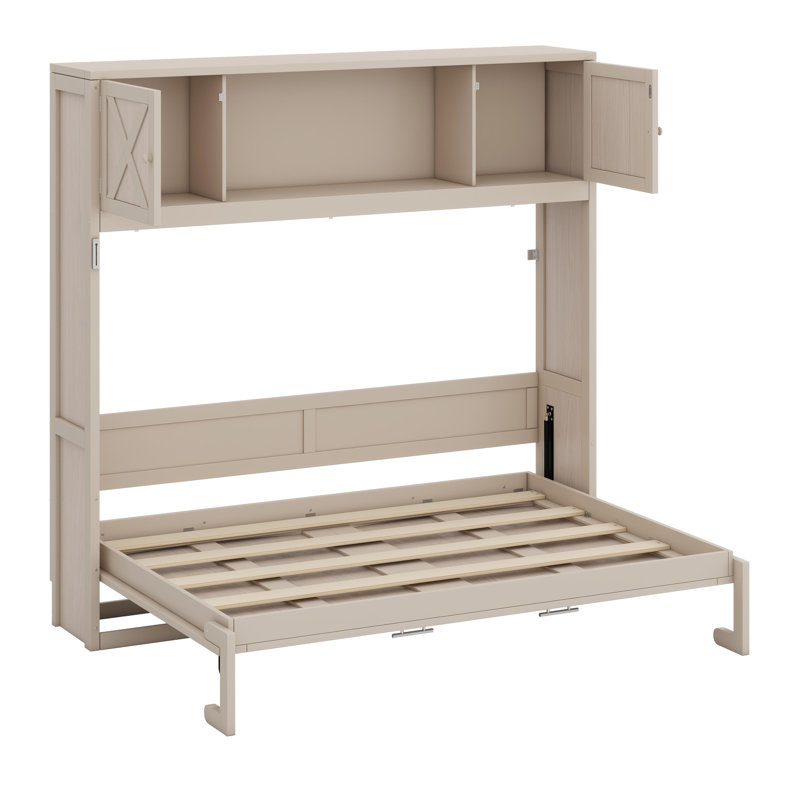 Lit escamotable avec armoires de rangement, Beige