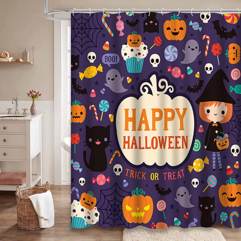 Rideau de douche Happy Halloween, L 72 po x l 84 po