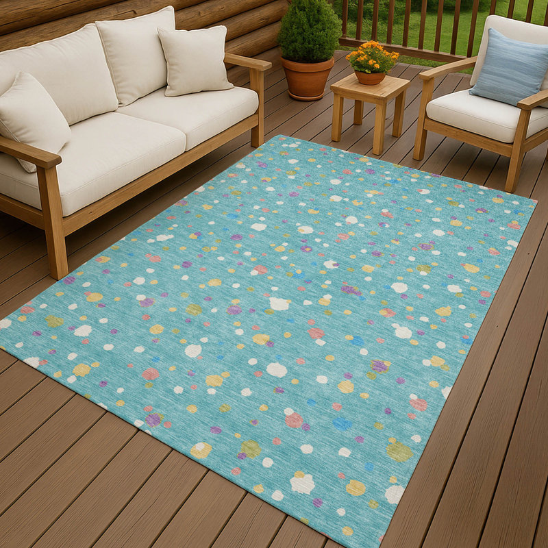 Machine Washable Indoor/Outdoor Chantille ACN2518 Geometric Rug, Teal, Rectangle 9' x 12'