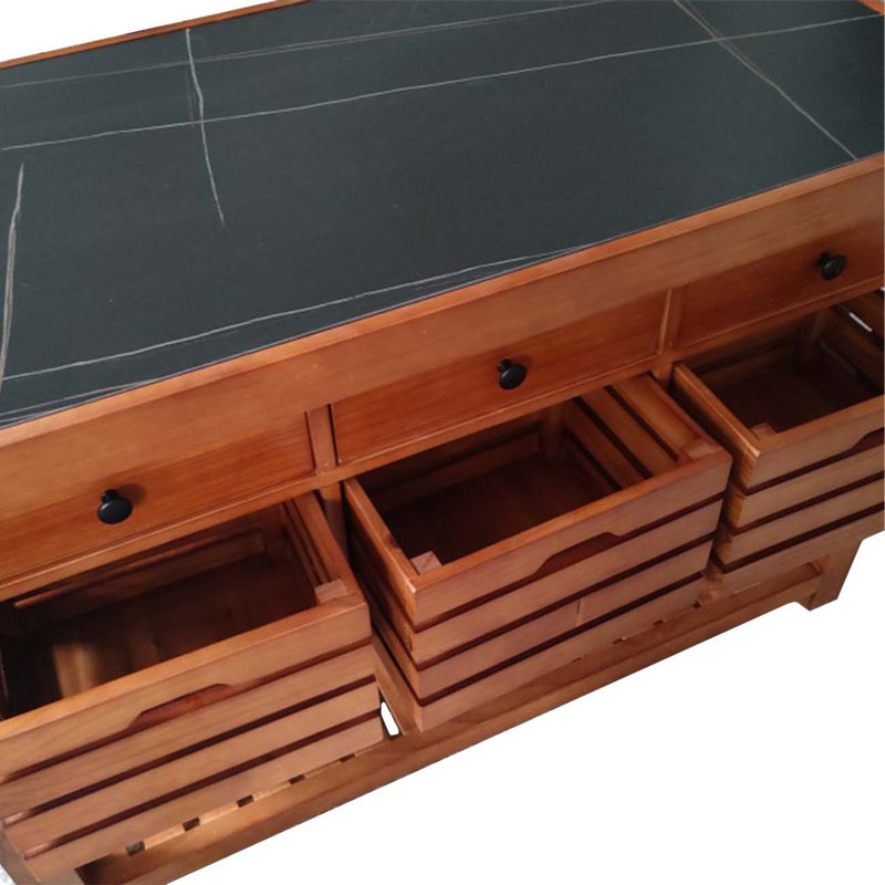 Rock plate top, solid wood kitchen island