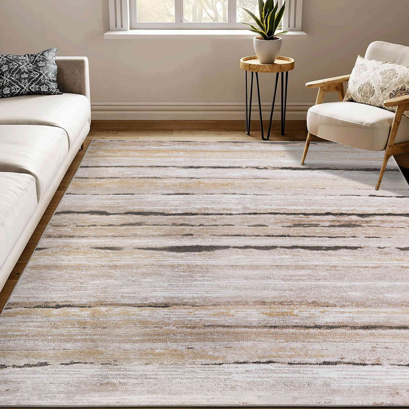 Collection Striped Non-Shedding Living Room Bedroom Dining Home Office Stylish And Stain Resistant Area Rug, Brown