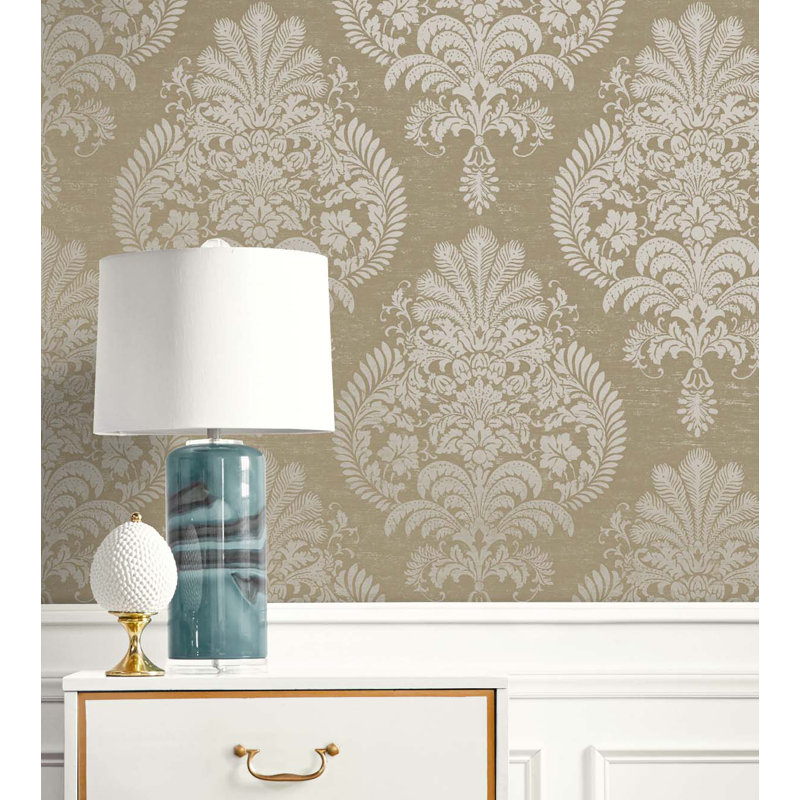 Rouleau de papier peint L 33 pi x l 20,5 po Lilianah, Taupe clair