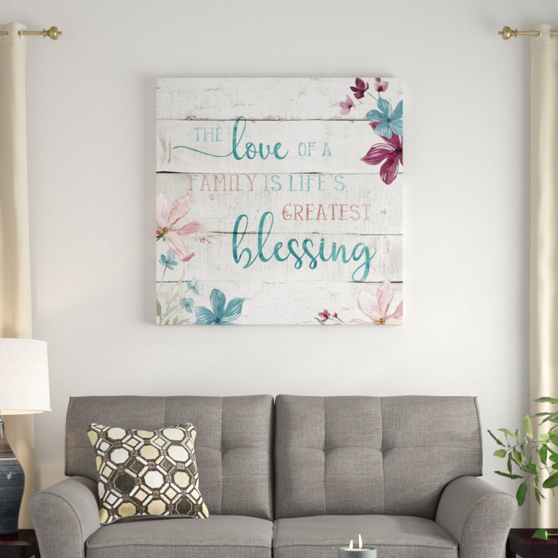 «Family Blessing», art textuel, H 16 po x l 16 po x P 2 po, Encadrement doré