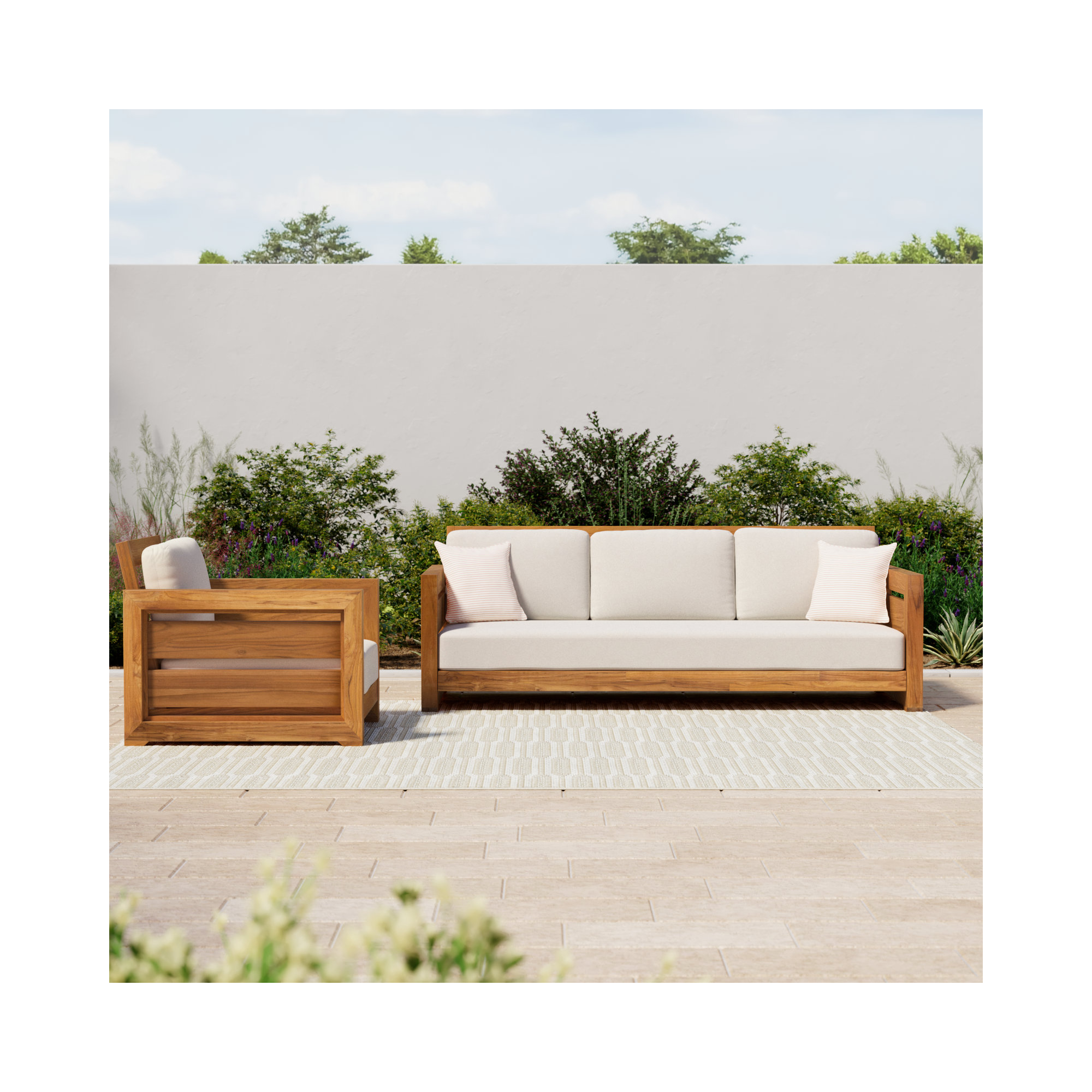Baela Teak 4 - Person Patio Conversation Set with Cushions