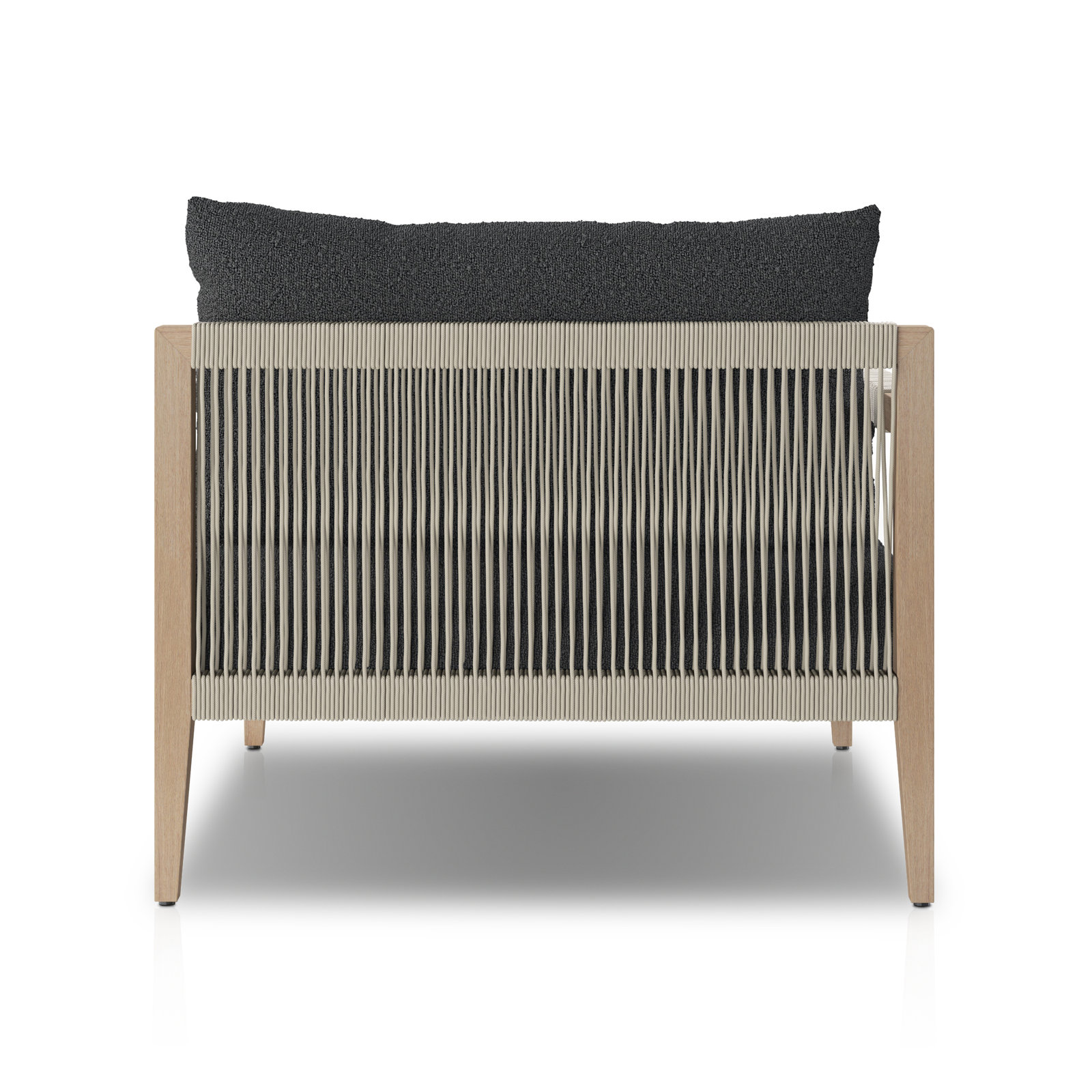 Kristine 33'' Outdoor Teak Chaise Lounge, Washed Brown/Gray, Fiqa Slate Boucle