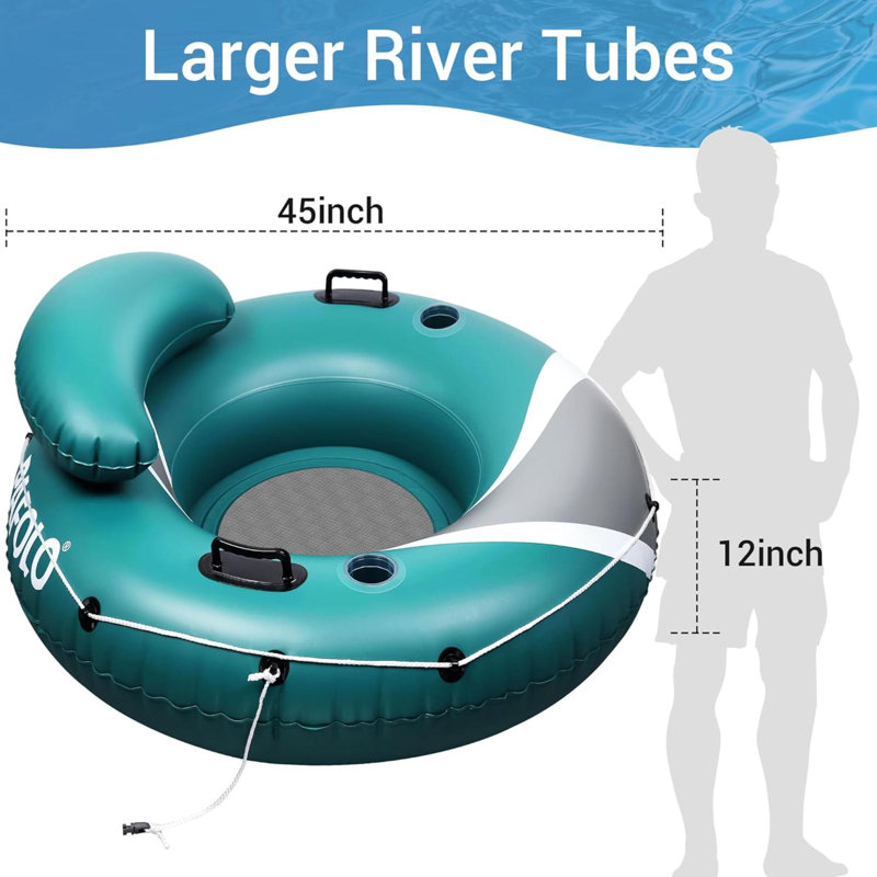 River Tubes For Floating Heavy Duty, Pool Float Adult, Inflatable Float Tube For Beach Lake Rafting, River Floats With Mesh Bottom