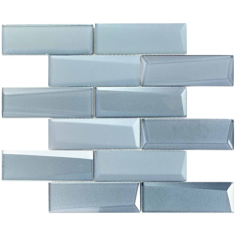 Remington 2x6 Polished Glass Subway Mosaic Tile, Slate Blue