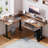 Adjustable Height L-Shaped Steel Standing Desk with Built-In Electrical Outlet-1498108879