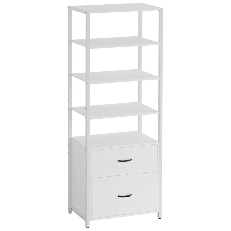 Bibliothèque industrielle Jayger avec tiroirs classeurs, Blanc, (4 tablettes) H 72 po x l 24 po x P 16 po