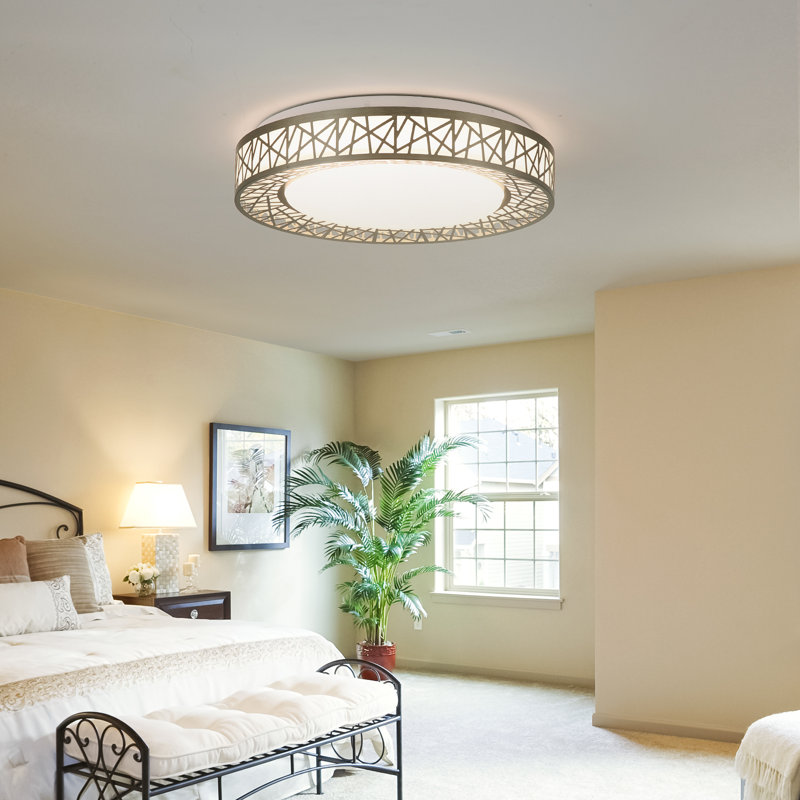 Chic Iron Bird's Nest LED Ceiling Light 5-Class Dimmble, 3.5" H x 12" W x 12" D, Brushed Nickel