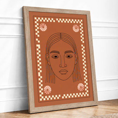 Portrait with Floral Border Eclectic - Framed Print