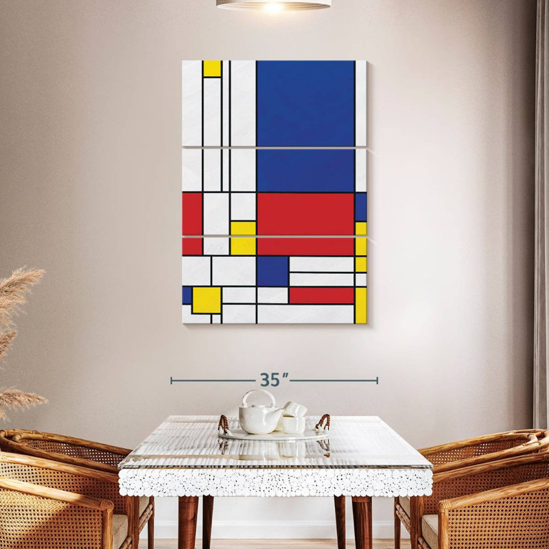Impression géométrique sur toile géométrique Mondrian II, H 50 po x l 32 po x P 1,25 po