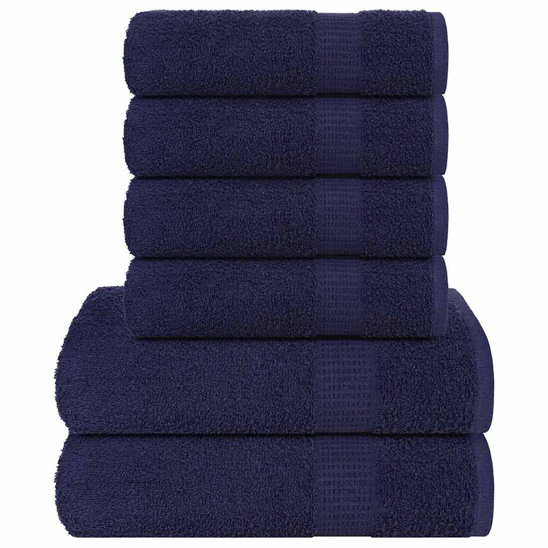 Towel Set 360 Gsm 100% Cotton, 6 Piece Towel Set, Navy Blue