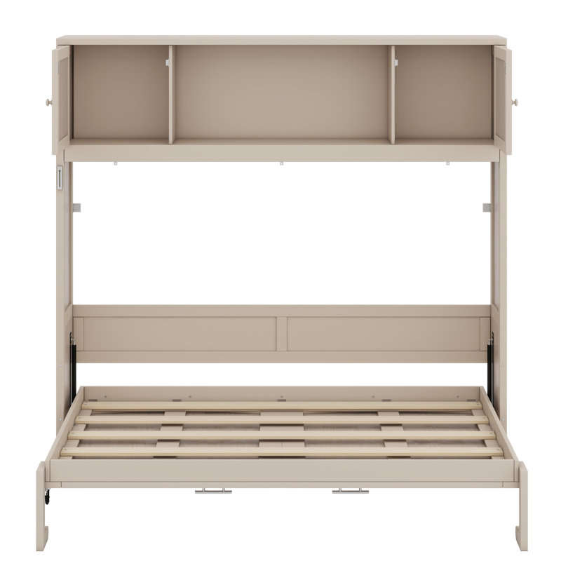 Lit escamotable avec armoires de rangement, Beige