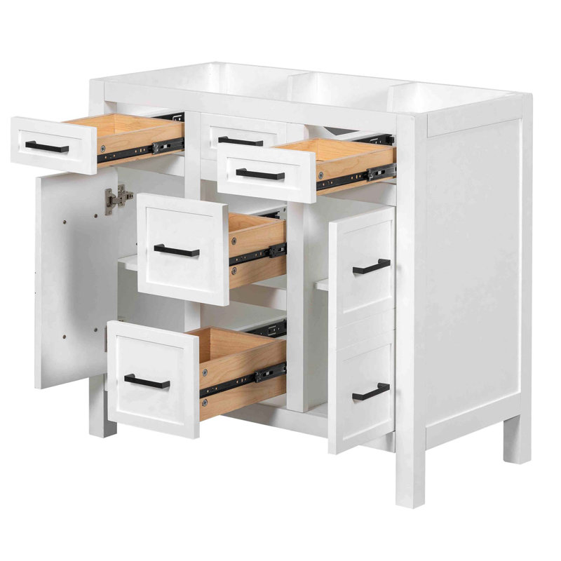 Meuble-lavabo 36 po avec 4 tiroirs et 2 portes réglables Lusher, Blanc
