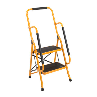 2 Step Ladder With Handrails, 330lbs Folding Step Stool With Anti-slip Wide Pedal, Small Ladders For Home