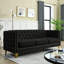 Velours à accoudoirs carrés tendance - siège confortable pour le salon, rembourrage en mousse et pieds en métal-1285088291