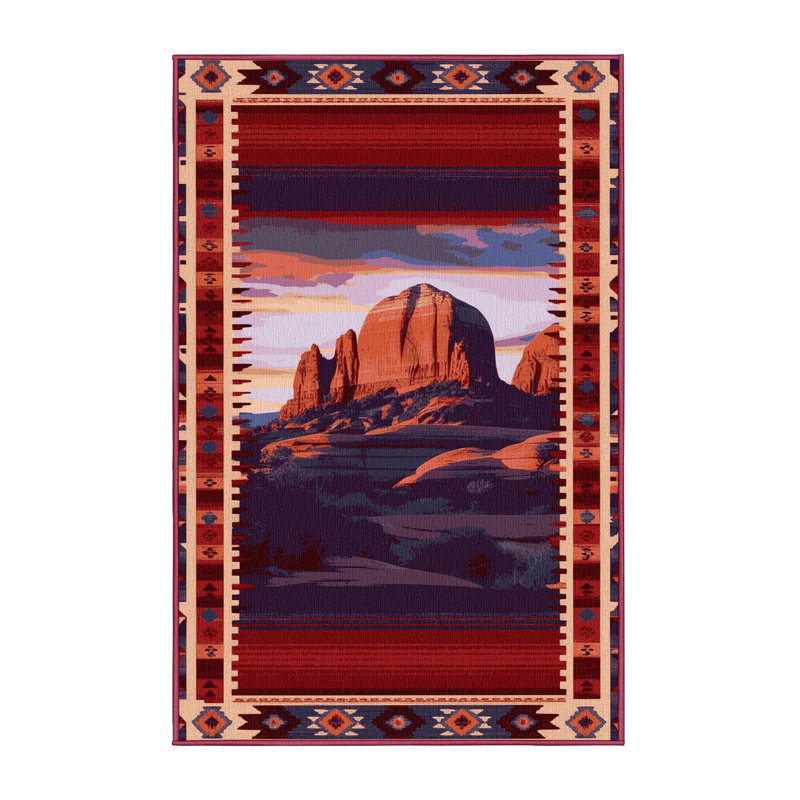 Washable Sedona Sunset Southwestern Area Rug, Runner 2' x 4'