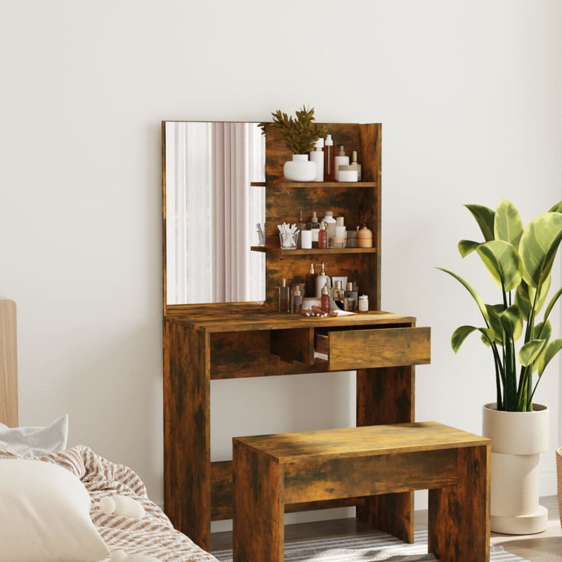 Jocey Dressing Table with Mirror, Smoked Oak