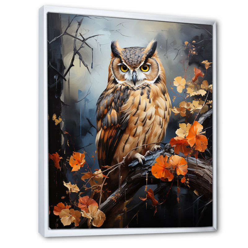 " Brown Owl Overture III ", White Floater Framed, 32" H x 16" W x 1" D