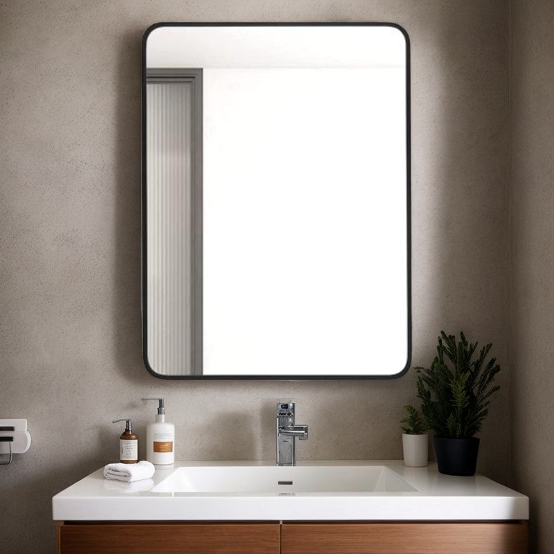 Miroir de salle de bain mural 24 po x 32 po, Noir