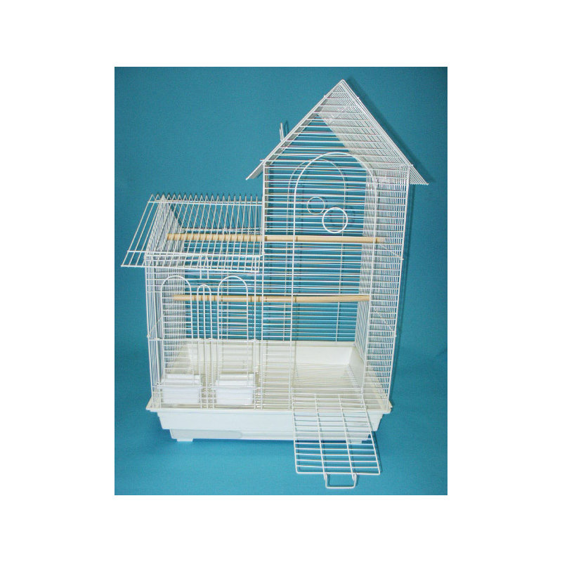 Cage à oiseaux avec 2 portes, blanc