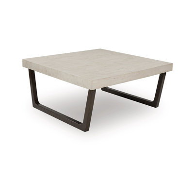 Ensemble de table basse et de bout 2 pièces Wery, plateau gris clair, brun