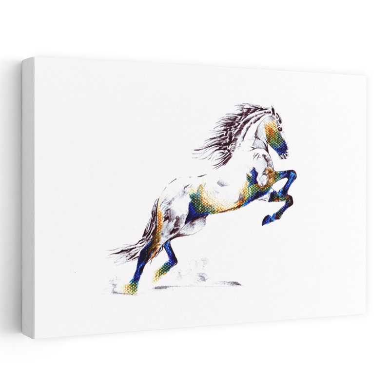 «Vibrant Eleving Horse», impression d'art abstrait coloré cheval vibrant, H 12 po x l 18 po