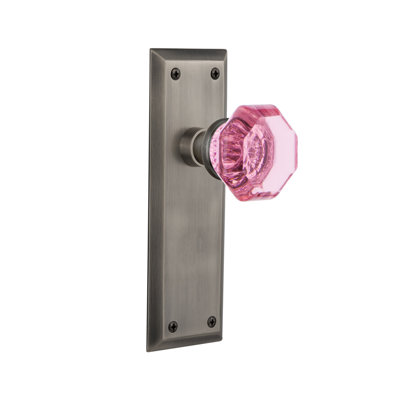 Plaque New York avec bouton de porte rose Waldorf