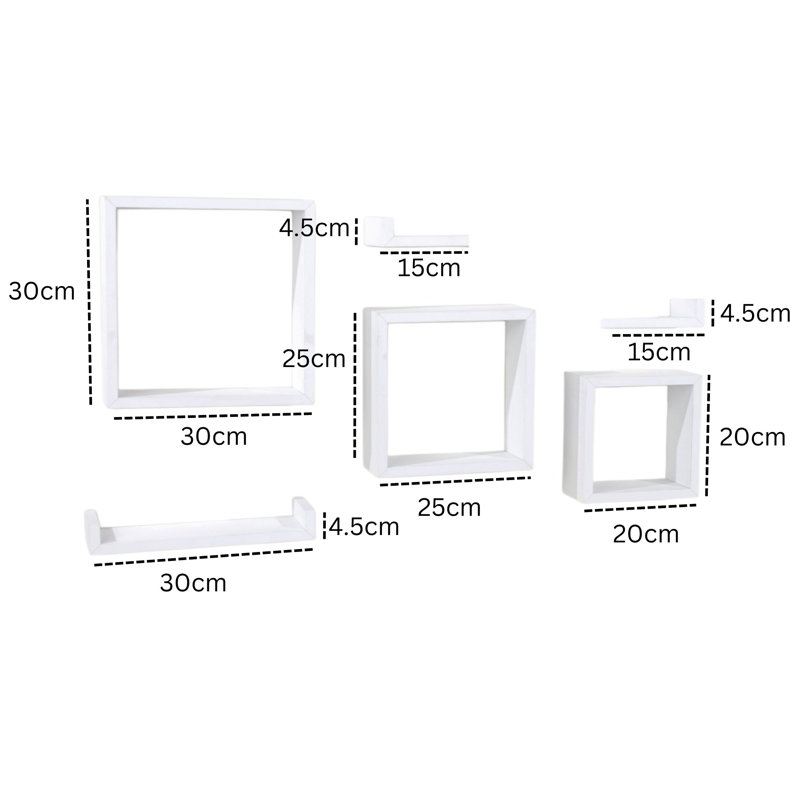 Hudson Shelf Kits, 6 Piece Wall Shelf Pack, White