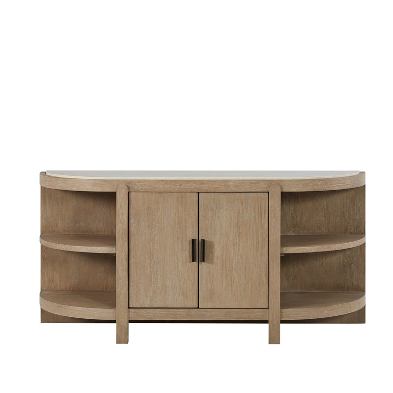 Console courbée à 2 portes avec plateau en marbre