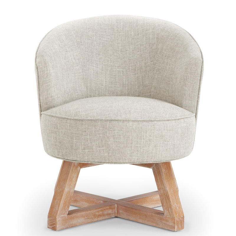 Chaise pivotante grise 360 avec magnifique structure en bois et pieds en bois, Gris clair