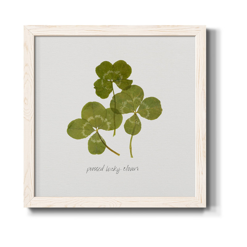 Toile encadrée pressée «Clover II» de qualité supérieure - prête à être accrochée, Cadre blanc